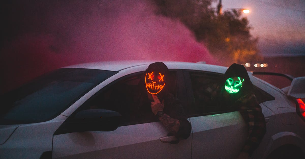 Are sequels to famously horrible movies expected to be even worse? - Unrecognizable men in glowing Halloween masks driving car at night