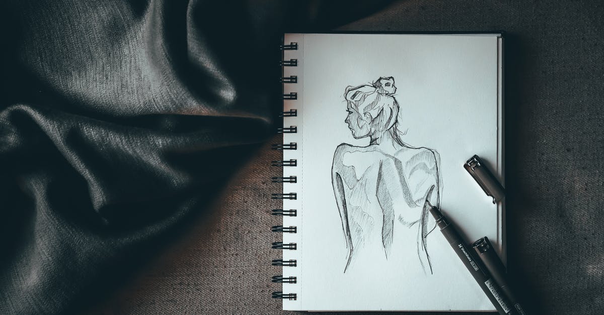 Can anybody identify this painting from Black Widow? - Top view composition of spiral notebook with sketch of undressed female placed on dark surface near liners and black silk fabric