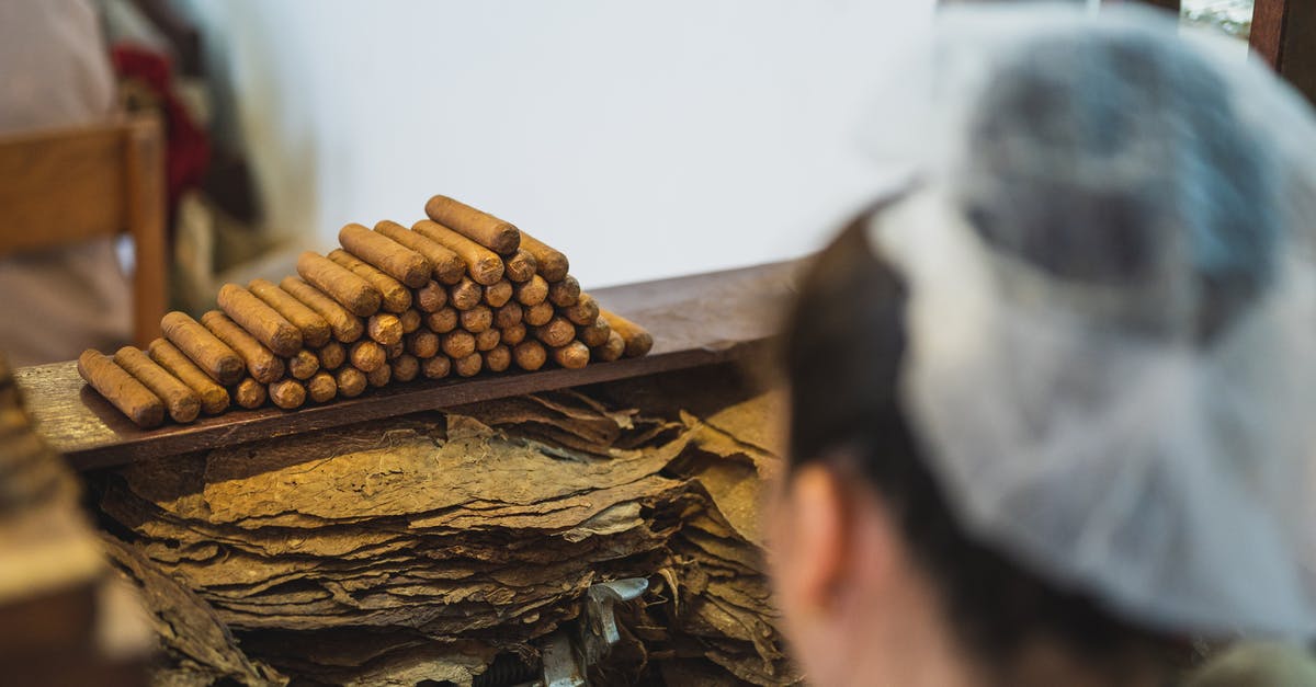 Did the tobacco industry fund MIB 1 and 2? - From above back view of crop anonymous female employee in transparent cap preparing tobacco near stack of cigars in fabric