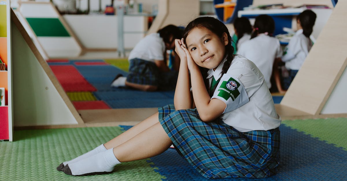 Gopalan Nairude Thadi - Thai Girl in School Uniform Sitting on Ground Looking at Camera