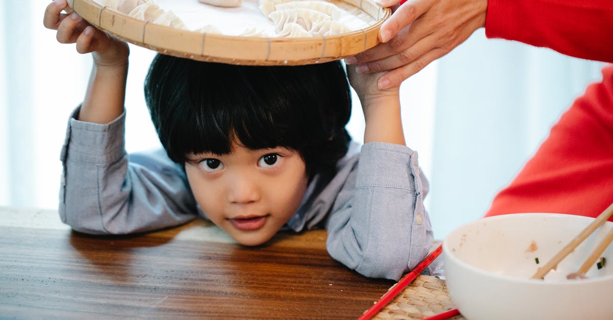 How are children prepared when they have to swear [duplicate] - Funny ethnic kid with bamboo tray of dumplings on head