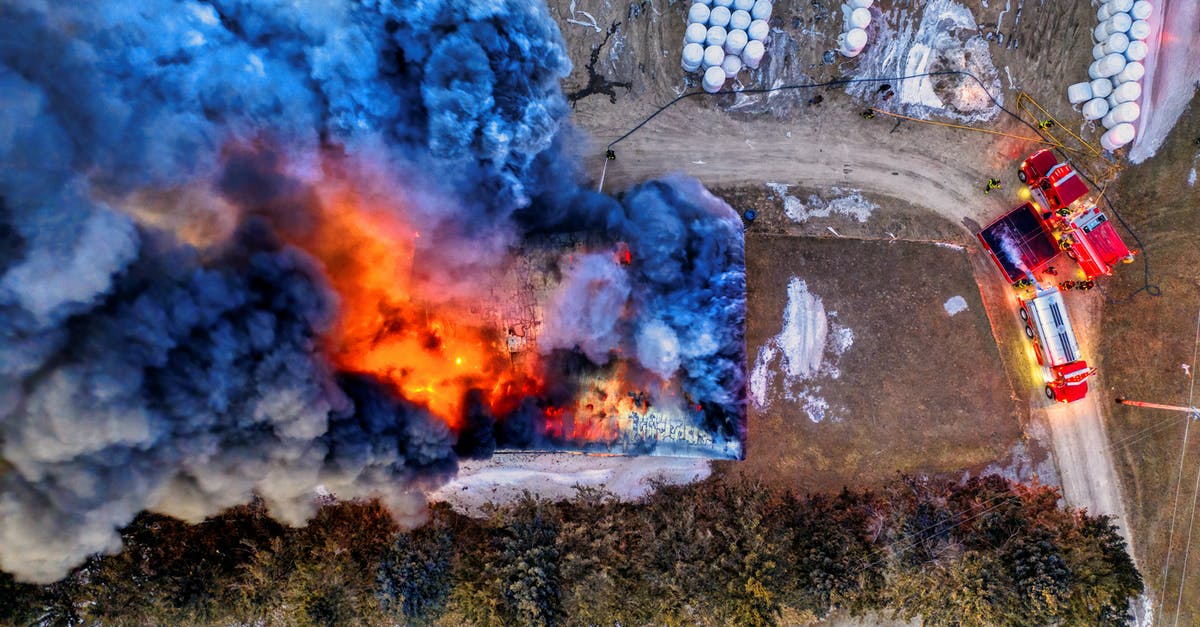 How are scenes shot in burning buildings? - Birds Eye View of a Burning Building
