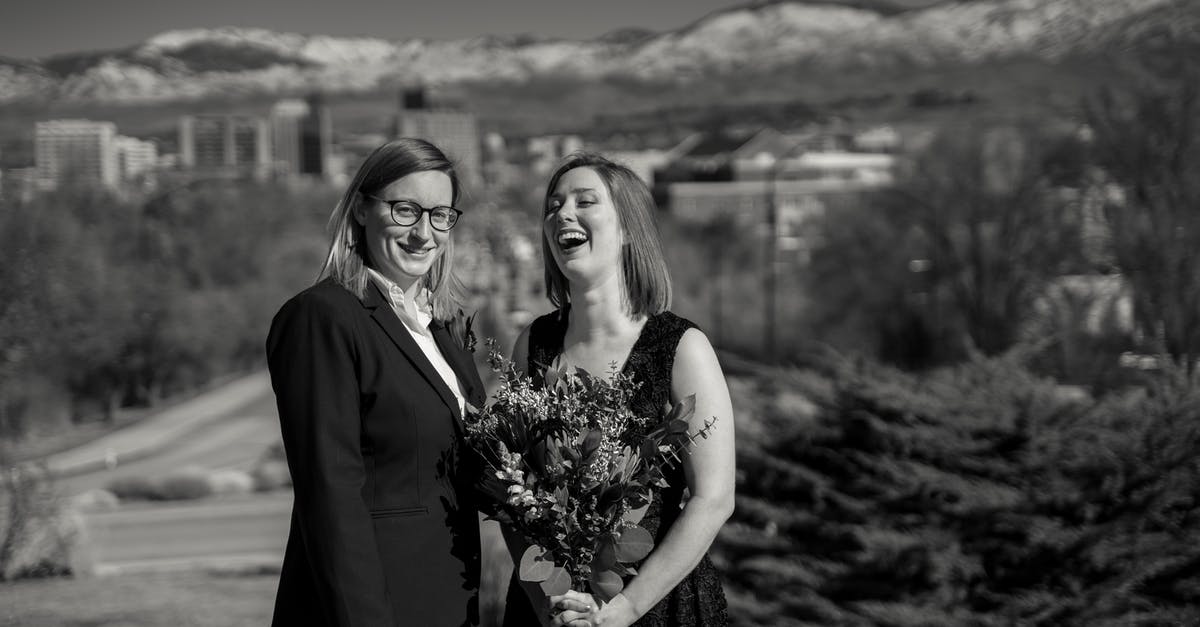 How close is Masters of Sex to the actual events? - Black and white cheerful married lesbian couple in elegant outfits smiling and standing together against highlands