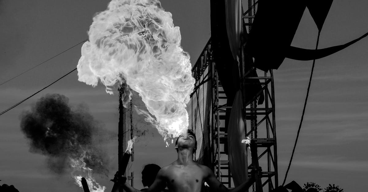 How could the Vengeance fire phasers at warp? - Grayscale Photo of Shirtless Man Blowing Fire