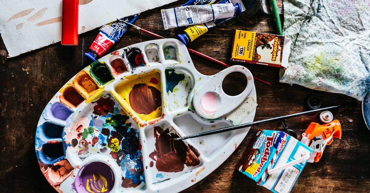 How did The Right Stuff get a PG rating with so many uses of the f-word? - Top view of various art supplies including paintbrushes with colorful tubes of paint and palette placed on wooden table