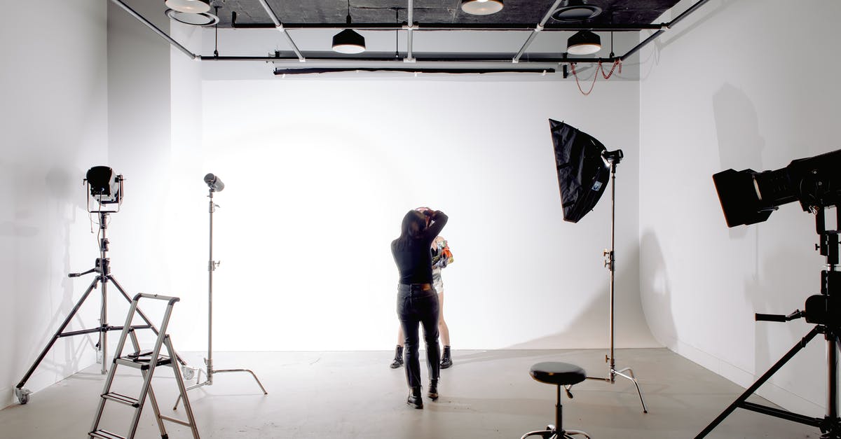 How did they shoot Ludovico sessions? - Back view of unrecognizable professional photographer taking photo of anonymous model in modern light studio