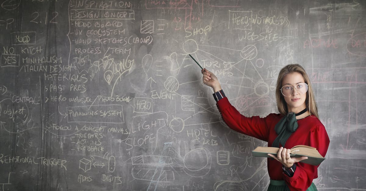 How does Jerry Lundegaard's GMAC loan scheme work? - Serious female teacher wearing old fashioned dress and eyeglasses standing with book while pointing at chalkboard with schemes and looking at camera