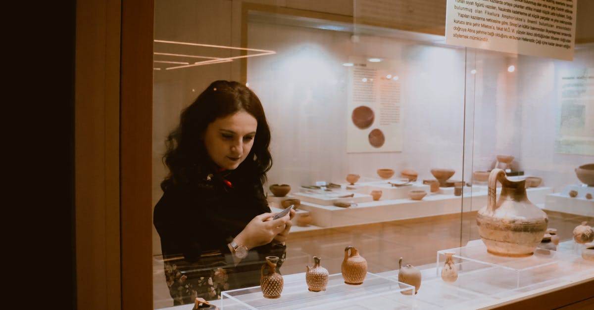 How does Regal's RPX format compare with IMAX? - Woman examining vases in exhibition hall