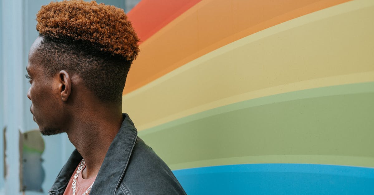 How exactly did Chihiro guess it right in Spirited Away? - Side view of young black male millennial with trendy haircut in casual outfit standing near wall with LGBT flag and looking away