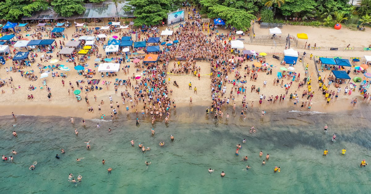 How exactly did Summers, Shelby, Abernathy organize their slavery empire? - Drone view of crowded coast of tropical ocean with swimmers ready for competition