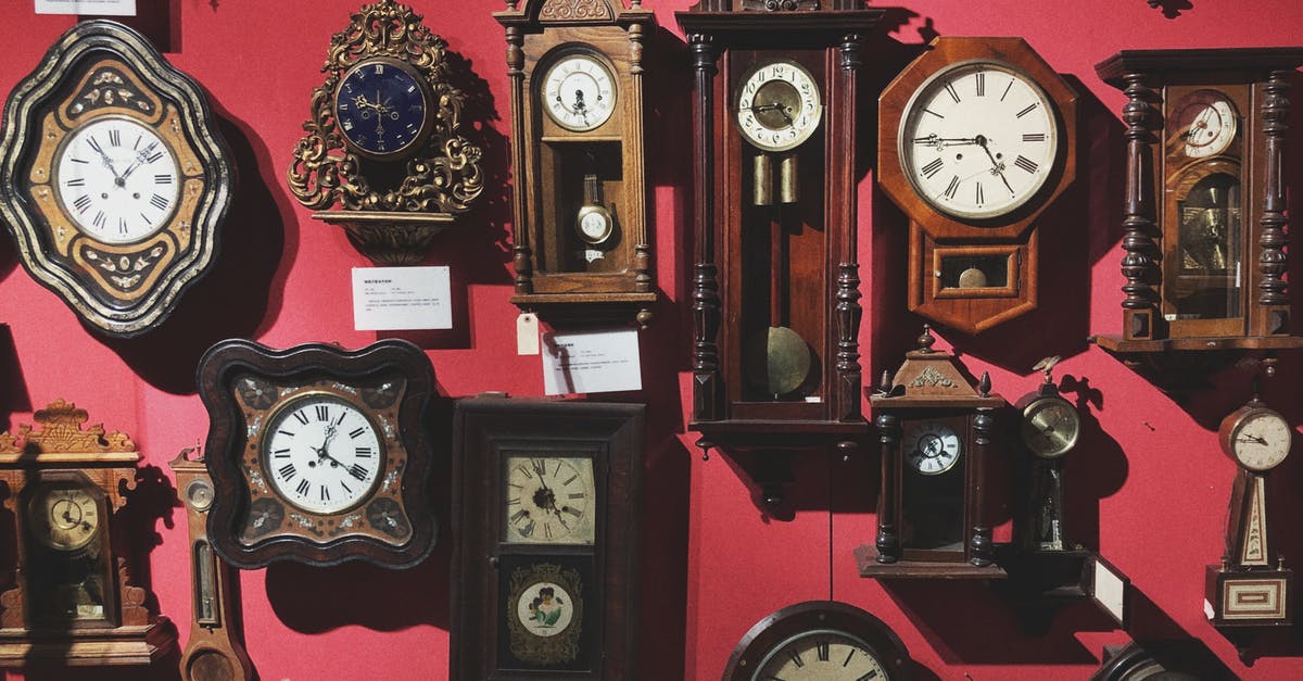 How many times did Dr. Strange loop? - Collection of retro wall clocks in antique store