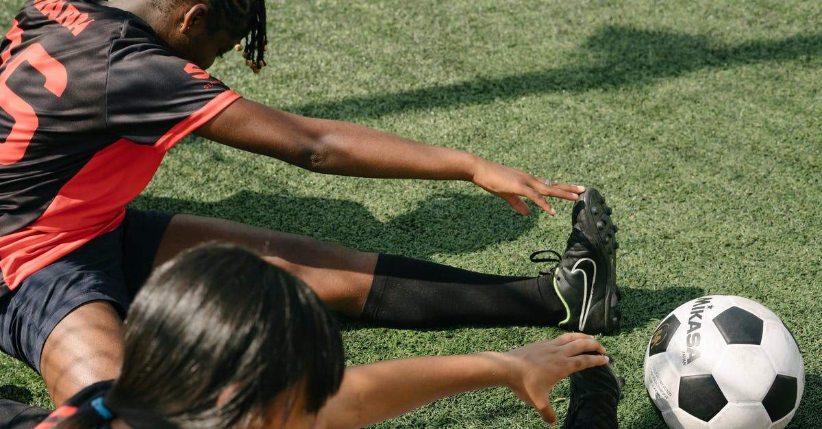 In Ready Player One, what would happen if Artemis fell while jumping? - From above of young African American female soccer players warming up during practice