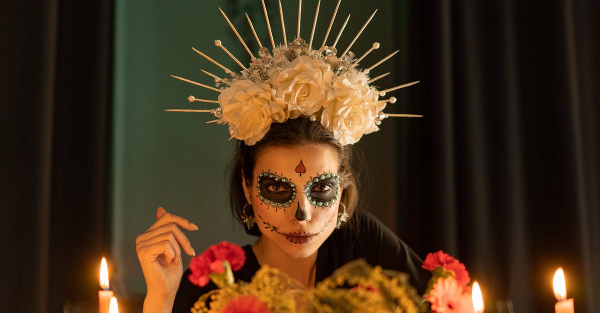 Is Dead Snow 2: Red vs. Dead (Død snø 2) entirely in Norwegian? - Woman in Skeleton Make Up with Floral Crown Headdress  
