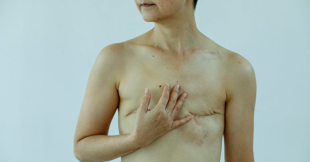 Is it ever confirmed, or at the very least strong insinuated, that Saga has Asperger syndrome? - Crop anonymous female touching breast with scars after operation on white background of studio