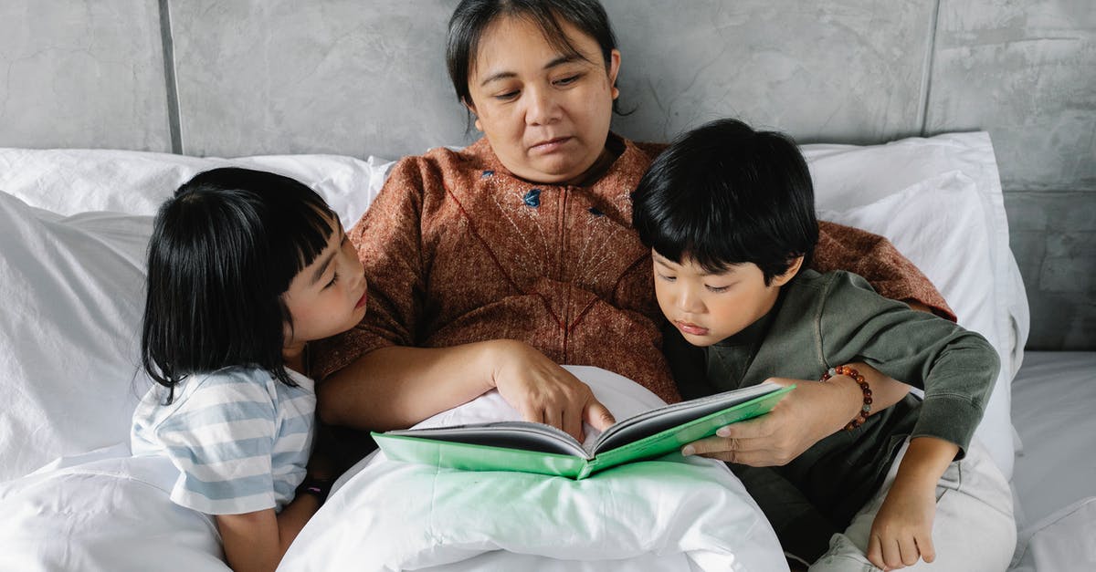 Is Quentin Tarantino's scene in Pulp Fiction meant to feel different from the rest of the movie? - From above of focused elderly Asian woman lying in comfortable bed and reading interesting book for attentive little grandchildren