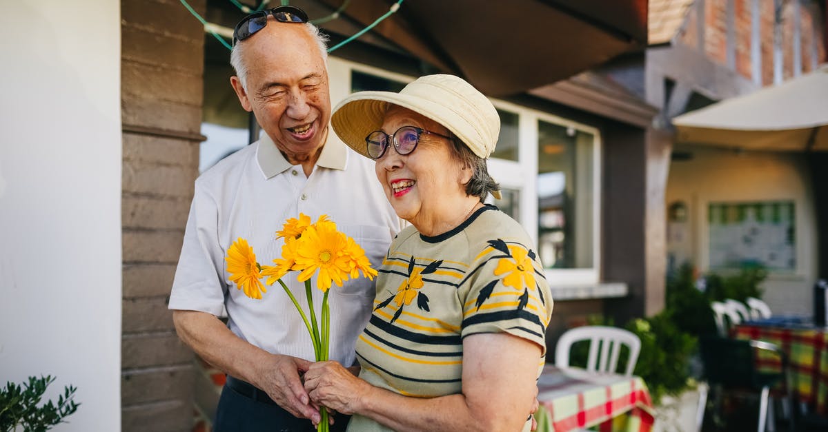 Is the Invisible Man present in these scenes? - Elderly Couple Holding Bouquet of Flowers while Holding Hands