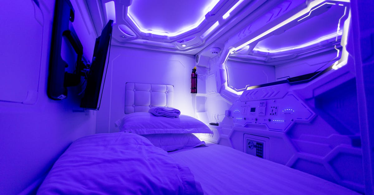 Is there a common origin to those blue background TV commercials? - Interior of creative illuminated capsule hotel