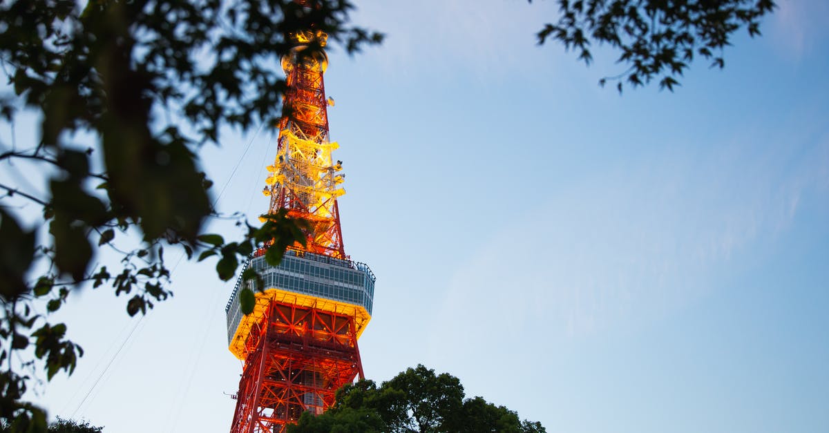 Japanese films/TV adaptations of the Taiping Rebellion? - From below of colorful high metal television tower with observation deck near tree branches in Tokyo