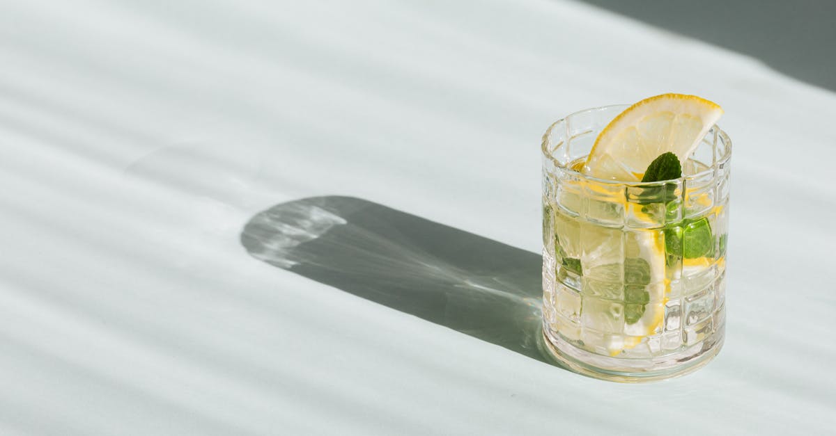 Just how is a movie/film piece certified? - Flat lay of glass of fresh beverage with slices of lemon and leaves of mint placed on white background