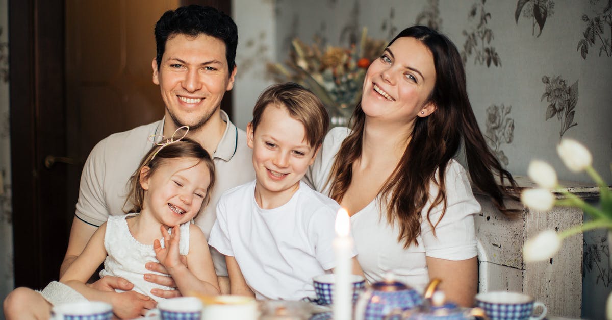 Man's wife turns back into a monster when he talks about it [closed] - Loving family laughing at table having cozy meal