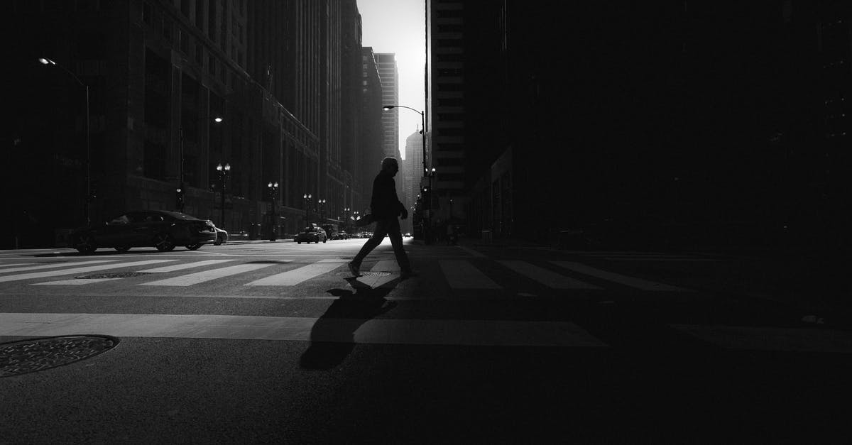 Meaning of wolves crossing city street in Collateral - Grayscale Photo of Person Walking on Road
