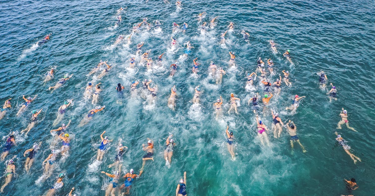 Motivation of the murderer in Season 3 - Aerial view of challenge participants in swimsuits swimming forward in splashing clear water