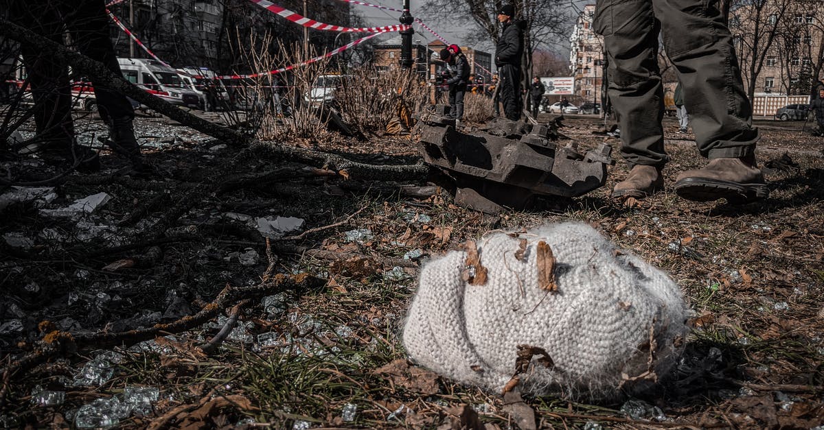 Name of this movie that was filmed as a terrorist attack/civil war on an unknown city in the USA? [closed] - Knitted Hat Lying among Debris in Ukrainian City