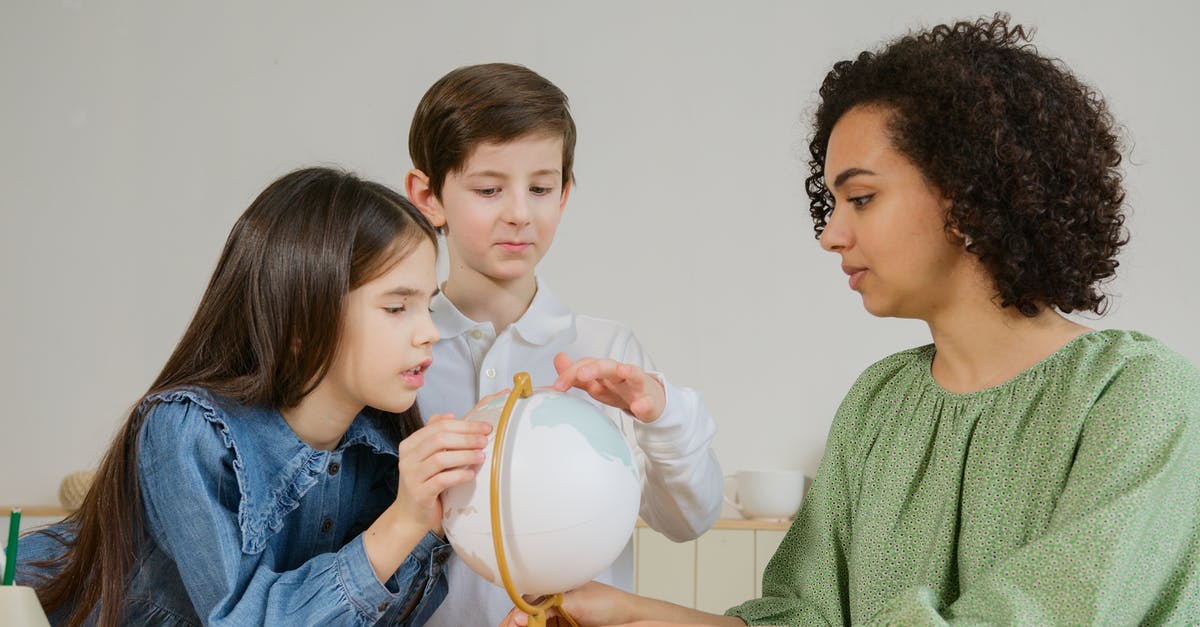 Showing Children's commericals during Adult Programming - Woman Showing a Globe to the Children