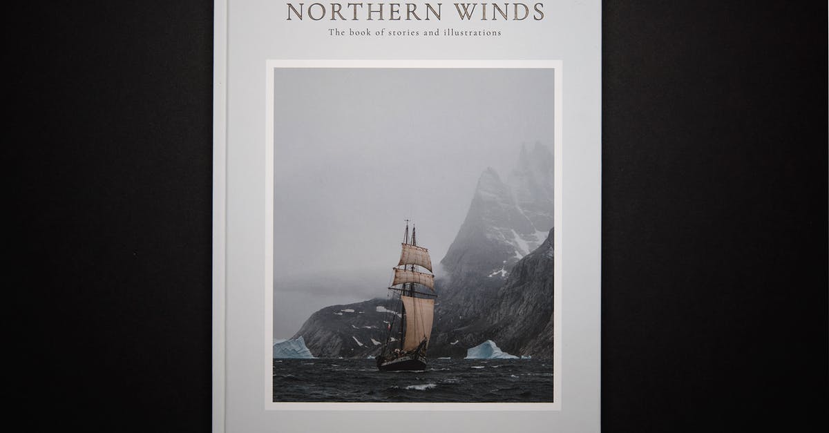TV show about stories where host told "Imagine, Imagine a story! [closed] - Modern interesting paper book telling about north seas traveling in hardcover with picture of old fashioned ship with white sails near rocky snowy cliff in thick fog on black background