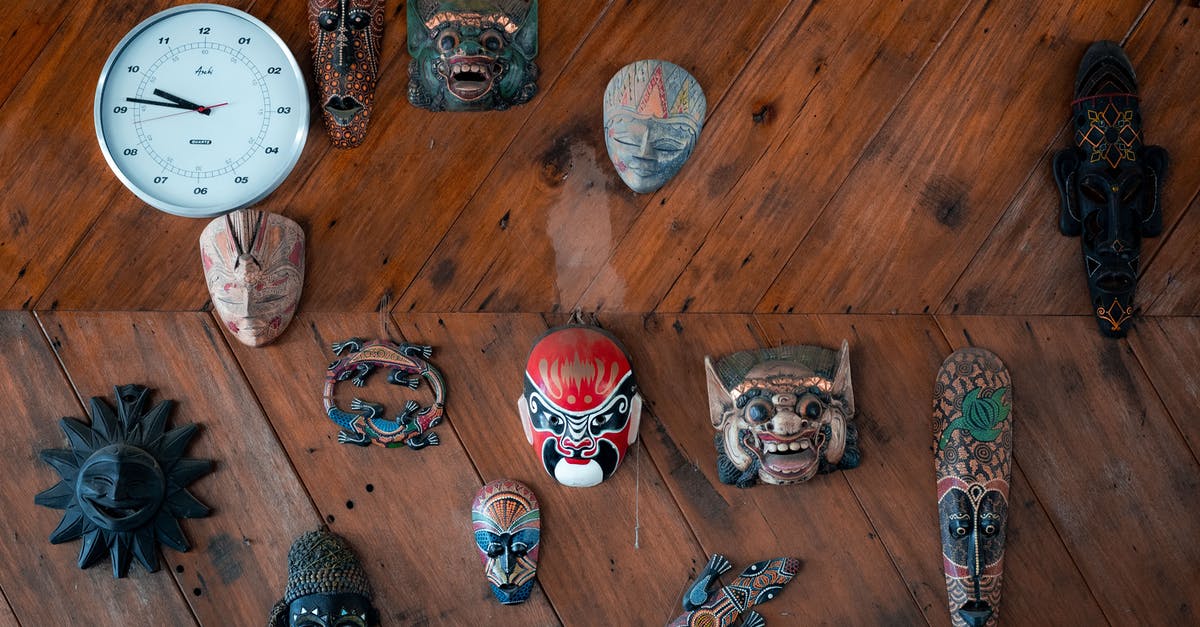 Was Janet responsible for inviting the demon into her house? - Set of ethnic decorative wooden masks
