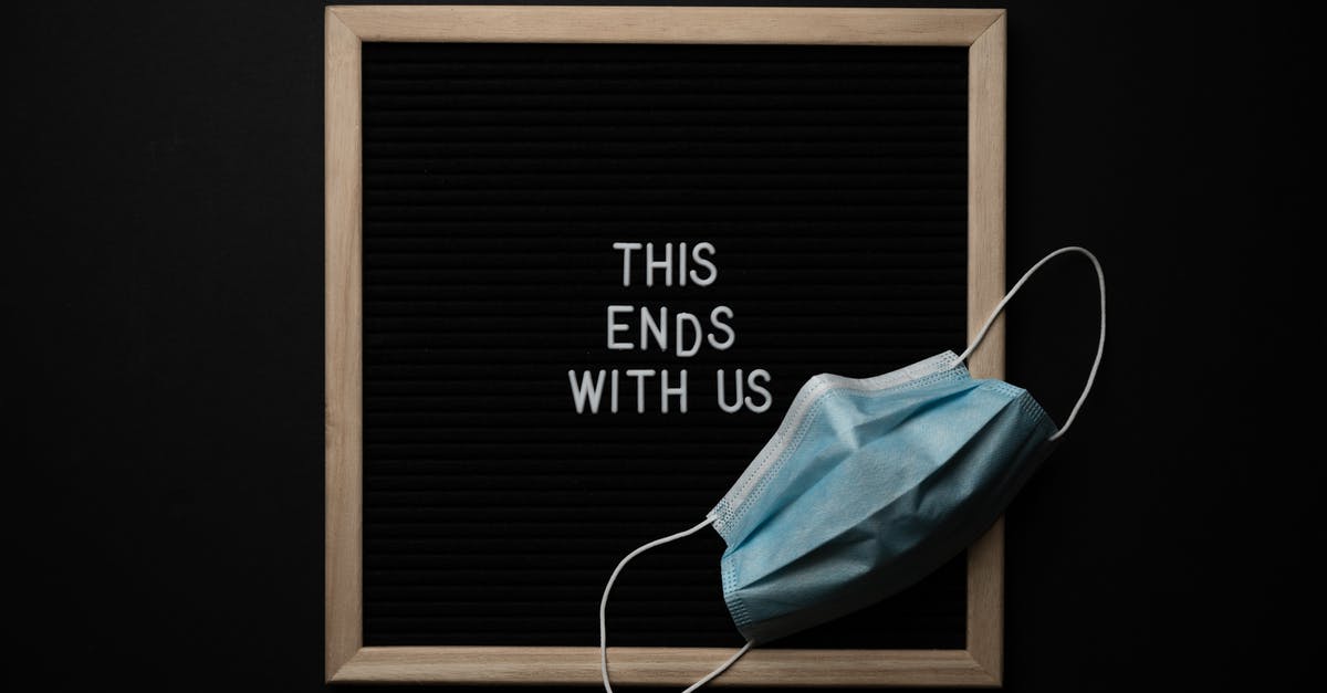 Was the doctor's response influenced by Angela? - From above composition of sterile mask and black chalkboard with THIS ENDS WITH US inscription on black background