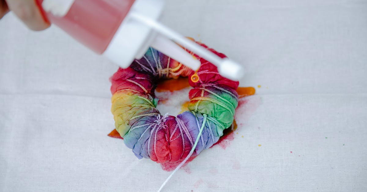 Was this line from Show Dogs a cameo / pop culture reference? - From above of faceless artisan with squeeze bottle painting colorful fabric tied with threads while demonstrating tie dye technique on white background