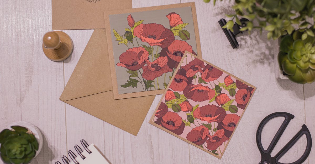What's in the "Letters from Sophie" envelope? - Layout of fresh succulents and creative handmade postcards with flowers pictures on white wooden table composed with scissors and notepad