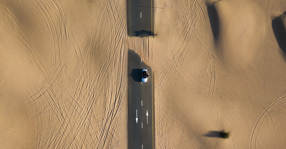 What are all 3 pedals in Vanellope's car for? - Bird's Eye Photography of Road in Middle of Dessert