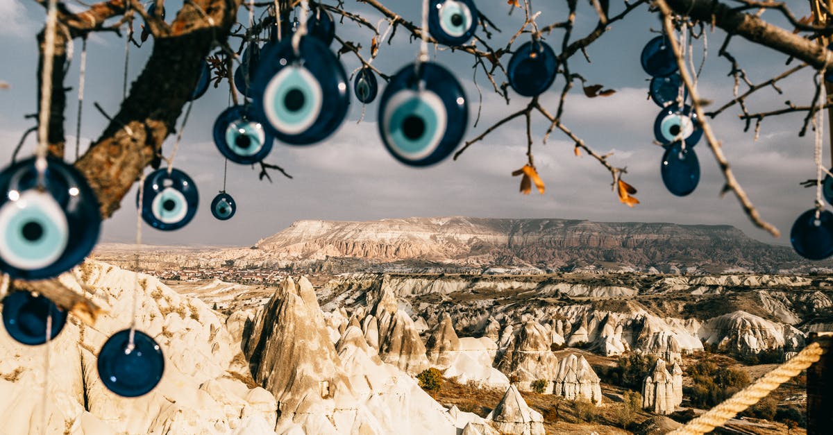 What are the differences between the Region 1 and Region 2 Releases of Revolver? - Nazar amulets on threads hanging from tree branches near rocky uneven formations with mountains and grass with plants in Turkey in Cappadocia region under gray cloudy sky in summer day