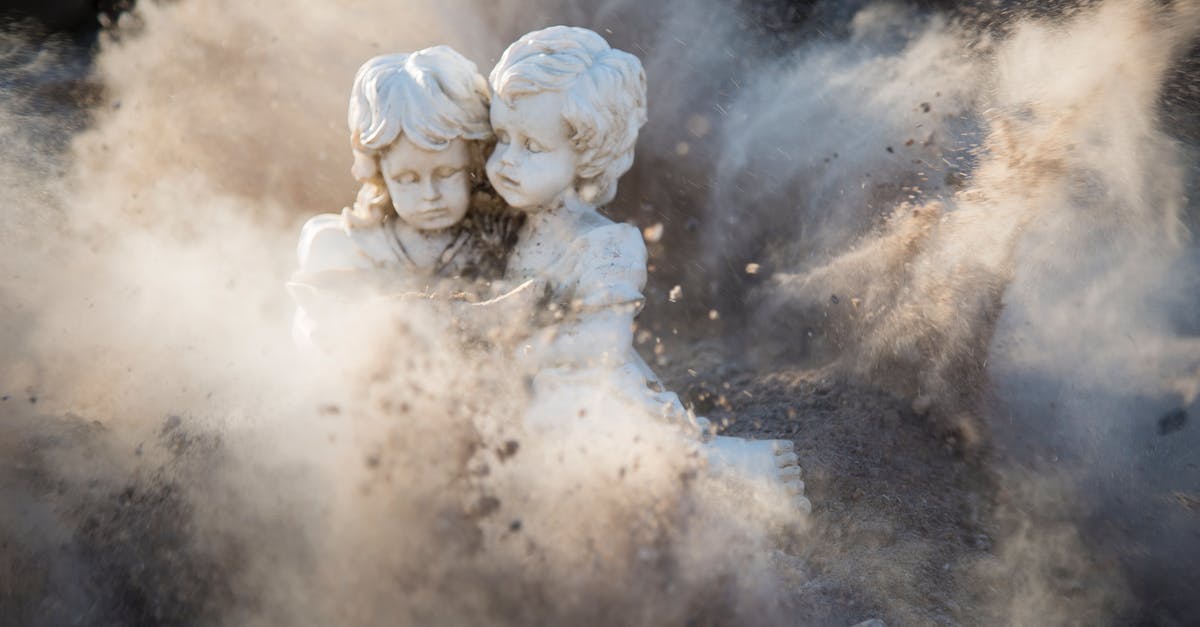 What happened to Angel Dust at the end? - Two White Concrete Statues Covered by Dust