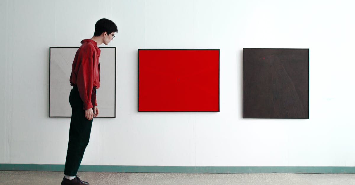 What is the logic with Sam's short pants? - Man Standing Tilted and Looking at Modern Art Pictures 
