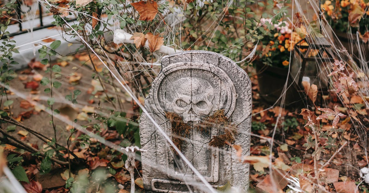 What is the parallel of Day of the Dead with Stranger things? - Decorations for Halloween with gravestone and web