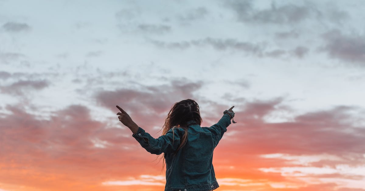 What is the point of the ending scene in In The Mood For Love? - Back view of anonymous female in denim apparel showing colorful cloudy sky with fingers while contemplating sundown