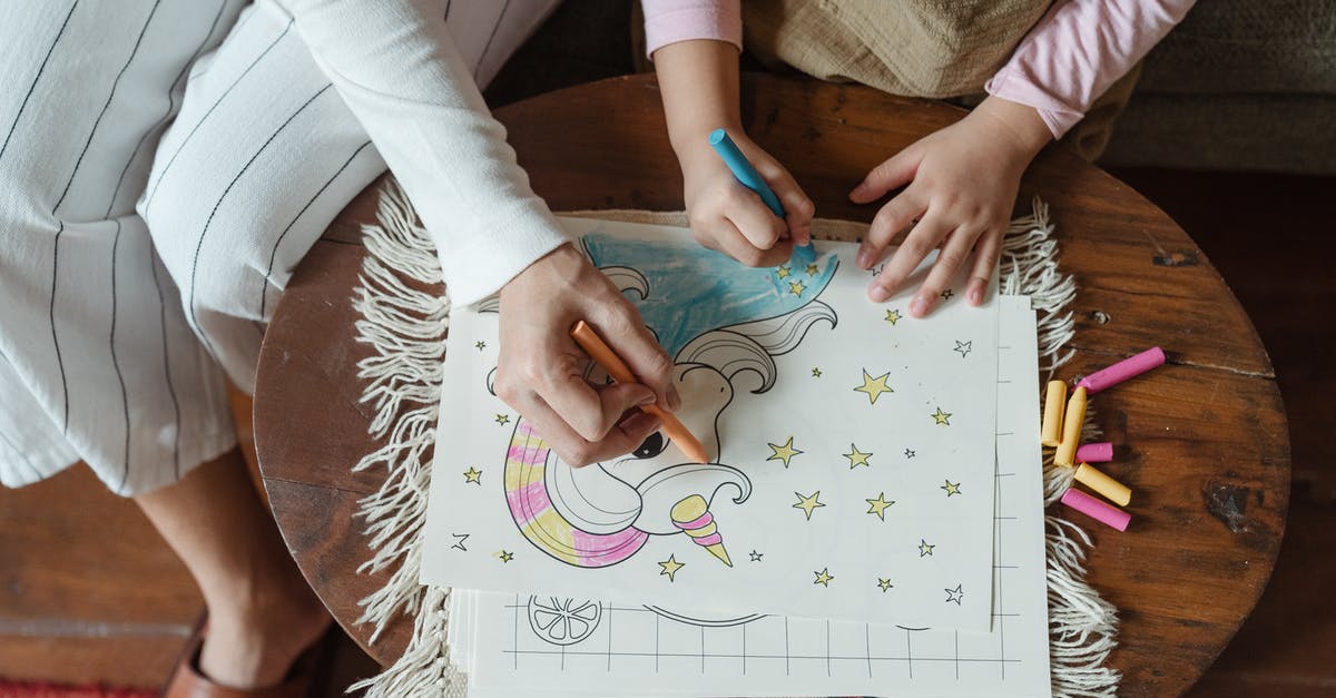 What is the purpose behind "wax on, wax off" in Karate Kid? - From above of crop unrecognizable mother and daughter using wax pencils for coloring drawing with unicorn on coffee table at home