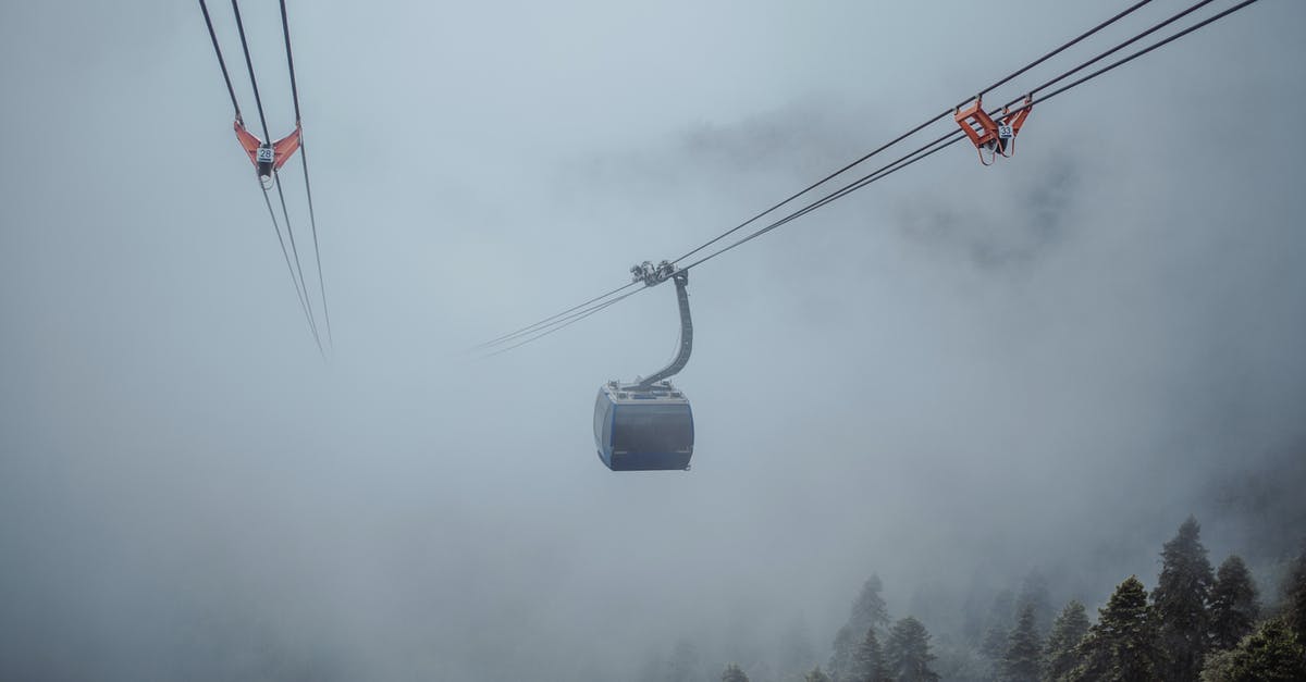 What is the significance of the missing elevator car? - Cableway in clouds in overcast weather
