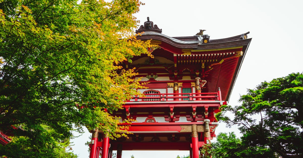 What is the theme of Garden State? - Low angle exterior of traditional aged red Asian temple surrounded by lush green trees in Japanese Tea Garden located in San Francisco on sunny day