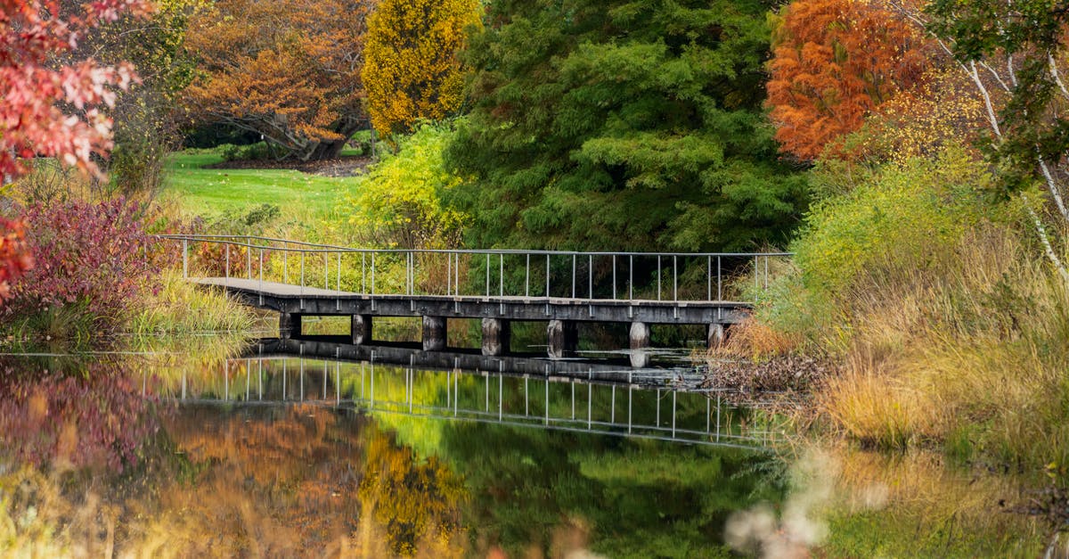 What was the significance in Laura tipping over the cross in Logan? - Narrow footbridge crossing calm lake in abundant autumn park