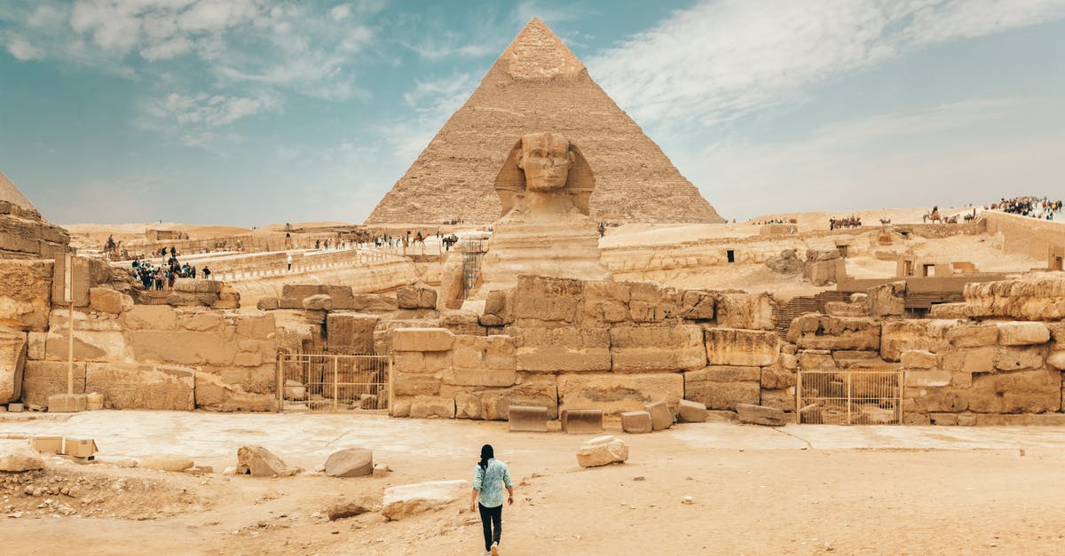 When Walter and Jesse get stranded in the desert, could they have made the walk? - Back view of unrecognizable man walking towards ancient monument Great Sphinx of Giza
