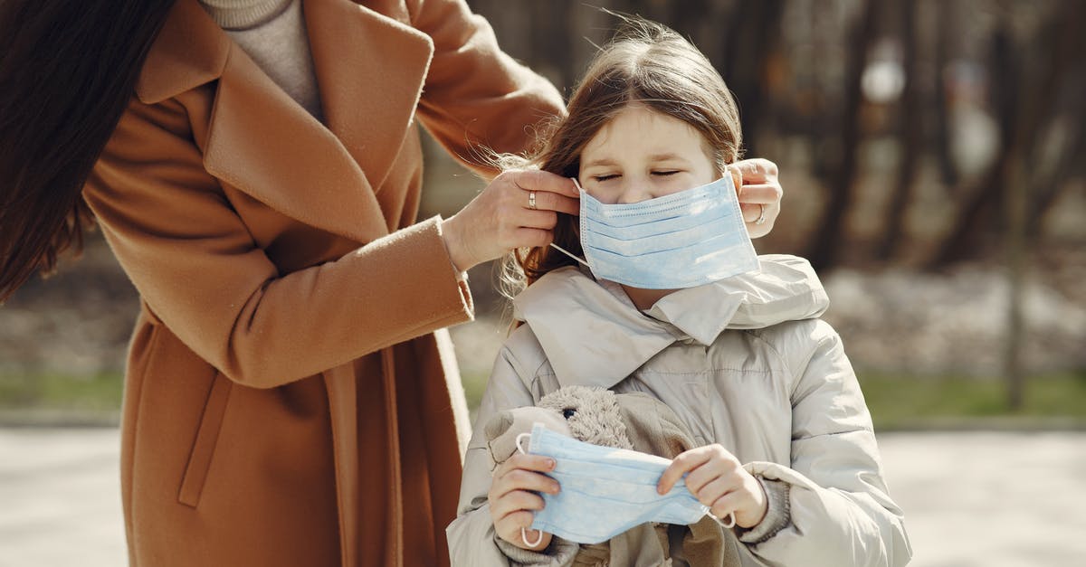 Who put the Hangman game on the refrigerator? - Crop female helping to put on medical mask for daughter during stroll in nature