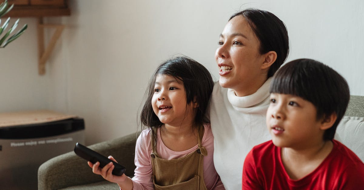 Who translated the book “The Lady With a Little Dog” used in movie “The Reader”? - Happy Asian mother hugging little cute children on couch and watching entertaining program on TV
