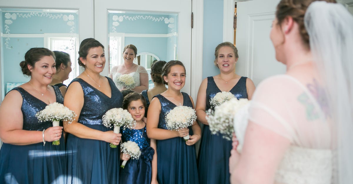 Who was this awkwardly excited girl at the wedding in Supergirl S03E08? - Happy bridesmaids of different ages in similar elegant dresses smiling while standing in room with flower bouquets and congratulating joyful bride