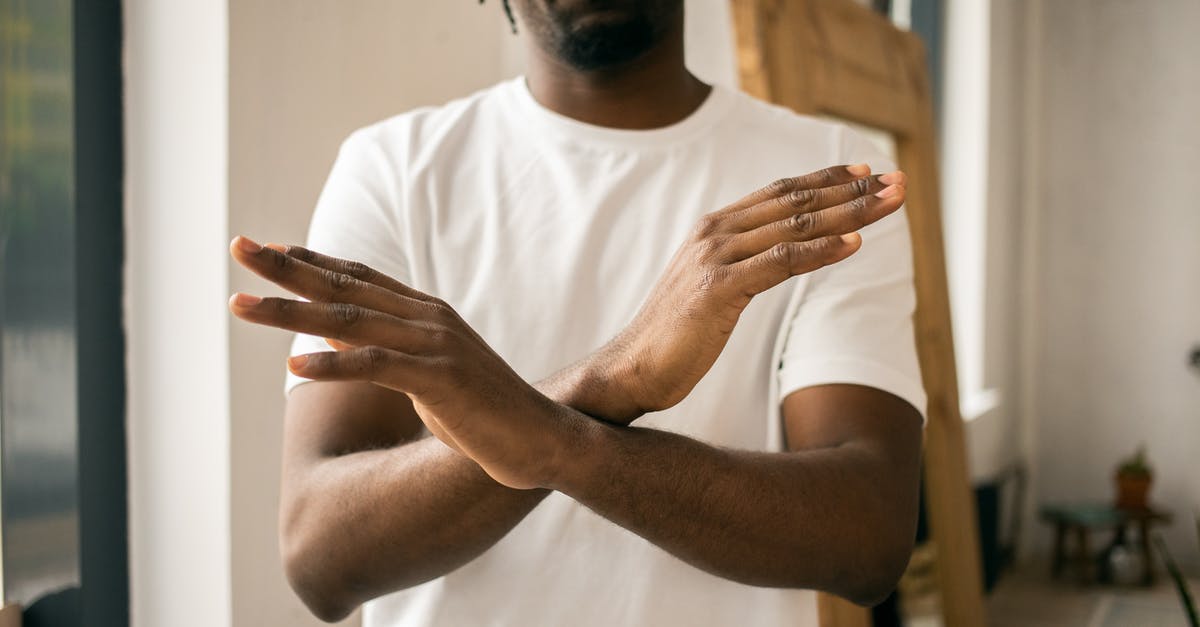 Why couldn't Cobb show the totem to Mal? [duplicate] - Crop unrecognizable bearded African American male in white t shirt demonstrating no gesture with hands while standing in light room