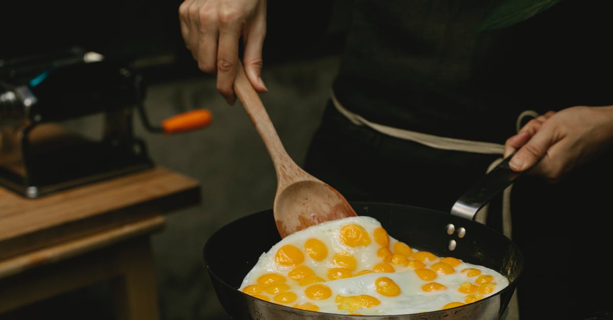 Why did everyone turn away from this character? - Crop faceless chef frying quail eggs in pan
