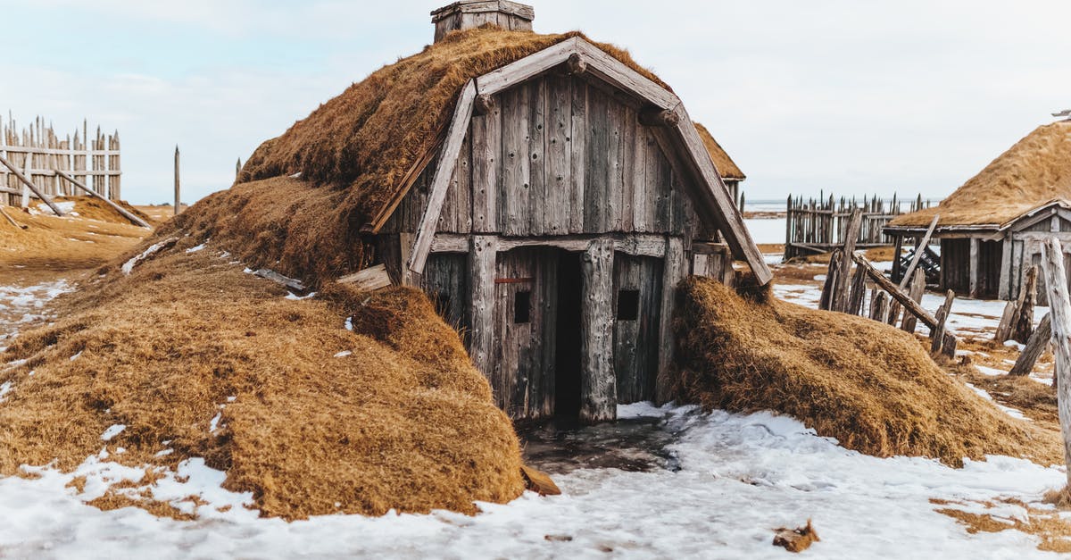 Why did Snow not destroy the Victors' Village in District 12? - Shabby wooden house with grass covered roof in snowy terrain with forgotten village